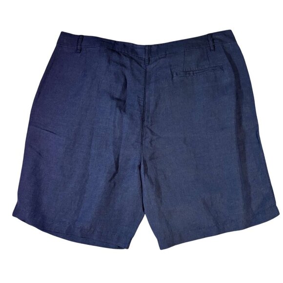 Magaschoni Mens Navy Blue Linen Blend Shorts Lightweight Button Closure Size 36 - Picture 2 of 5